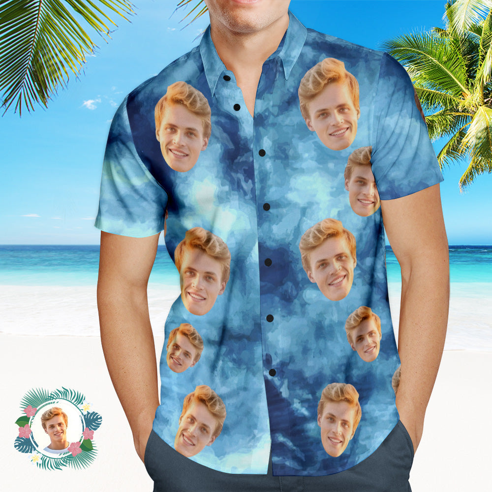 Custom Photo Hawaiian Shirt Beach Vacation Men's Popular All Over Print Hawaiian Beach Shirt Holiday Gift Tie Dye Style - MyHawaiianShirts