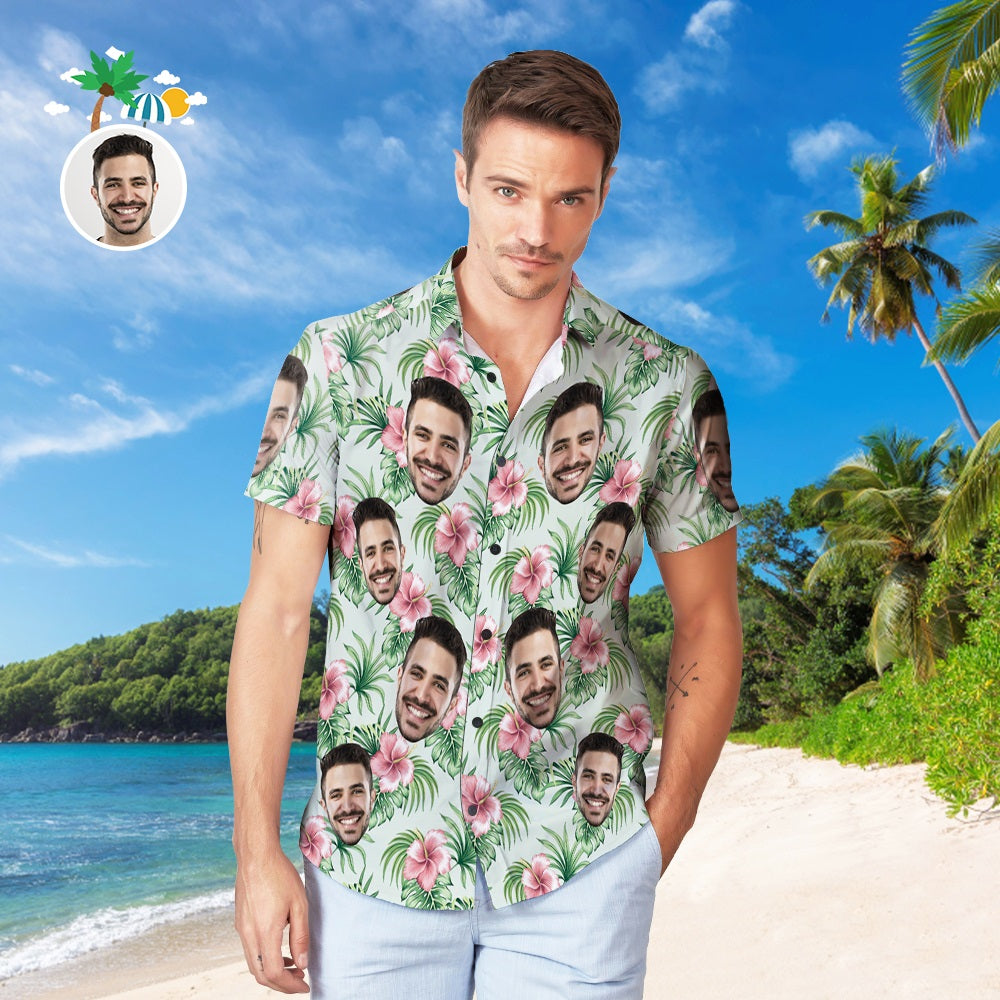 Custom Face Hawaiian Shirt Personalized Men's Photo Tropical Aloha Shirt Vacation Party Gift - MyHawaiianShirts