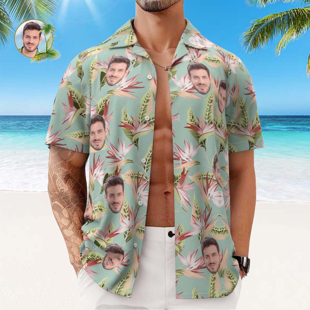 Custom Face Hawaiian Shirt Men's All Over Print Aloha Shirt Gift - Retro Style - MyHawaiianShirts
