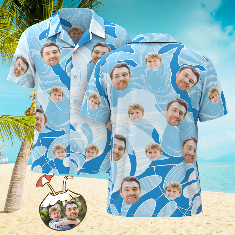 Custom Face All Over Print Hawaiian Shirt Leaves Flowers Shirt for Party - MyHawaiianShirts