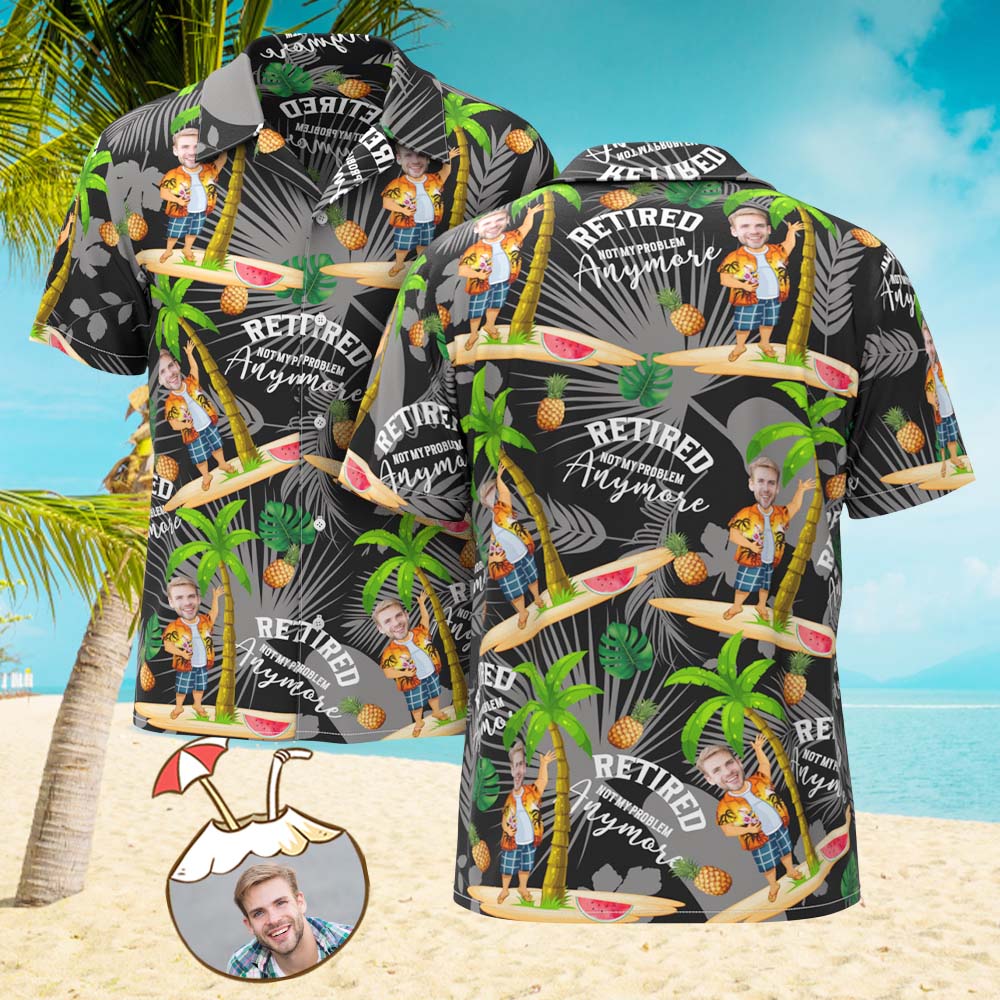 Custom Face All Over Print Hawaiian Shirt Personalized Retirement Gift for Dad - MyHawaiianShirts