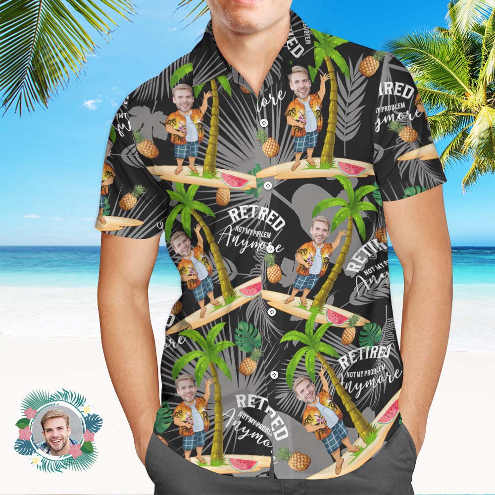 Custom Face All Over Print Hawaiian Shirt Personalized Retirement Gift for Dad - MyHawaiianShirts