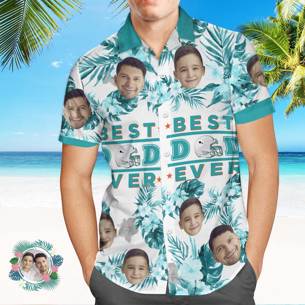 Custom Face All Over Print Hawaiian Shirt Best Dad Ever Personalized Hawaiian Shirt for Father - MyHawaiianShirts