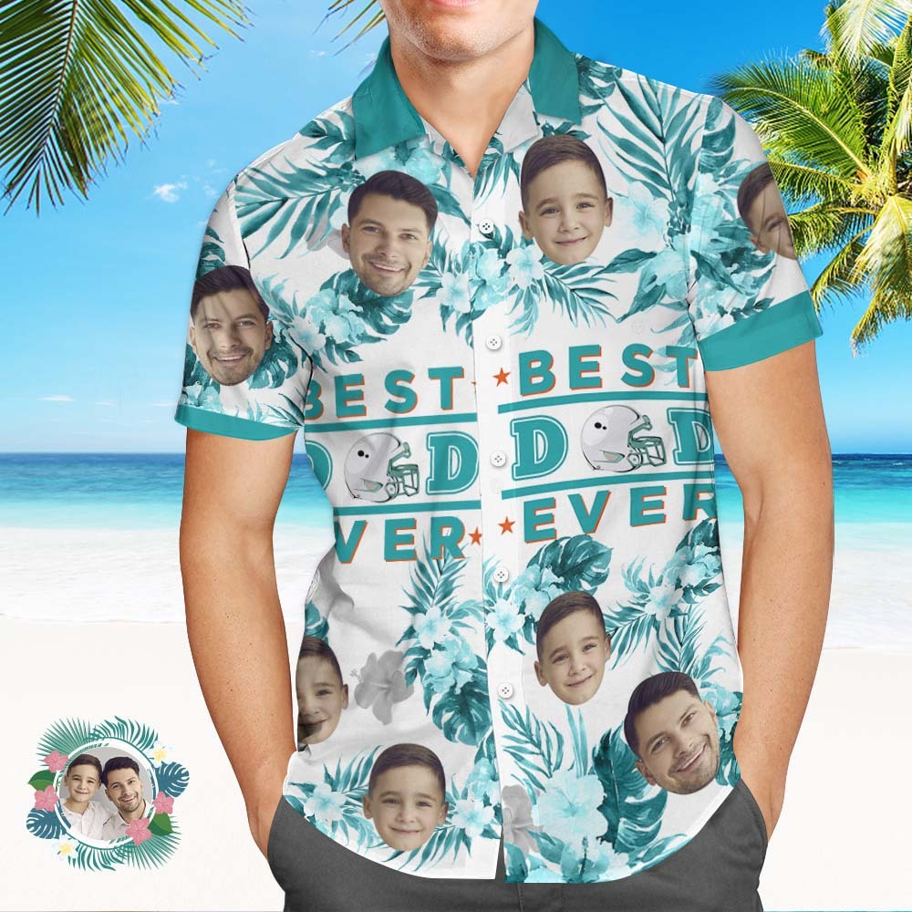 Custom Face All Over Print Hawaiian Shirt Best Dad Ever Personalized Hawaiian Shirt for Father - MyHawaiianShirts
