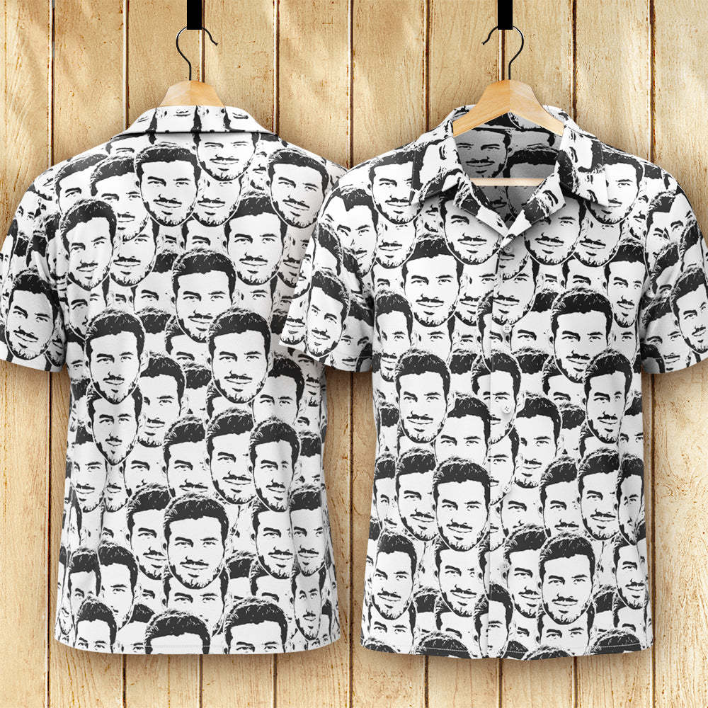 Custom Face Hawaiian Shirt Men's All Over Print Aloha Shirt Gift - Comic Style Mash Face - MyHawaiianShirts