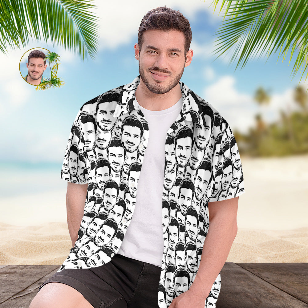 Custom Face Hawaiian Shirt Men's All Over Print Aloha Shirt Gift - Comic Style Mash Face - MyHawaiianShirts