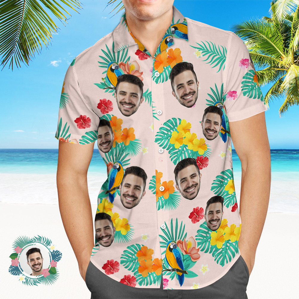 Custom Photo Hawaiian Shirt Beach Vacation Men's Popular All Over Print Hawaiian Beach Shirt Holiday Gift Island Time