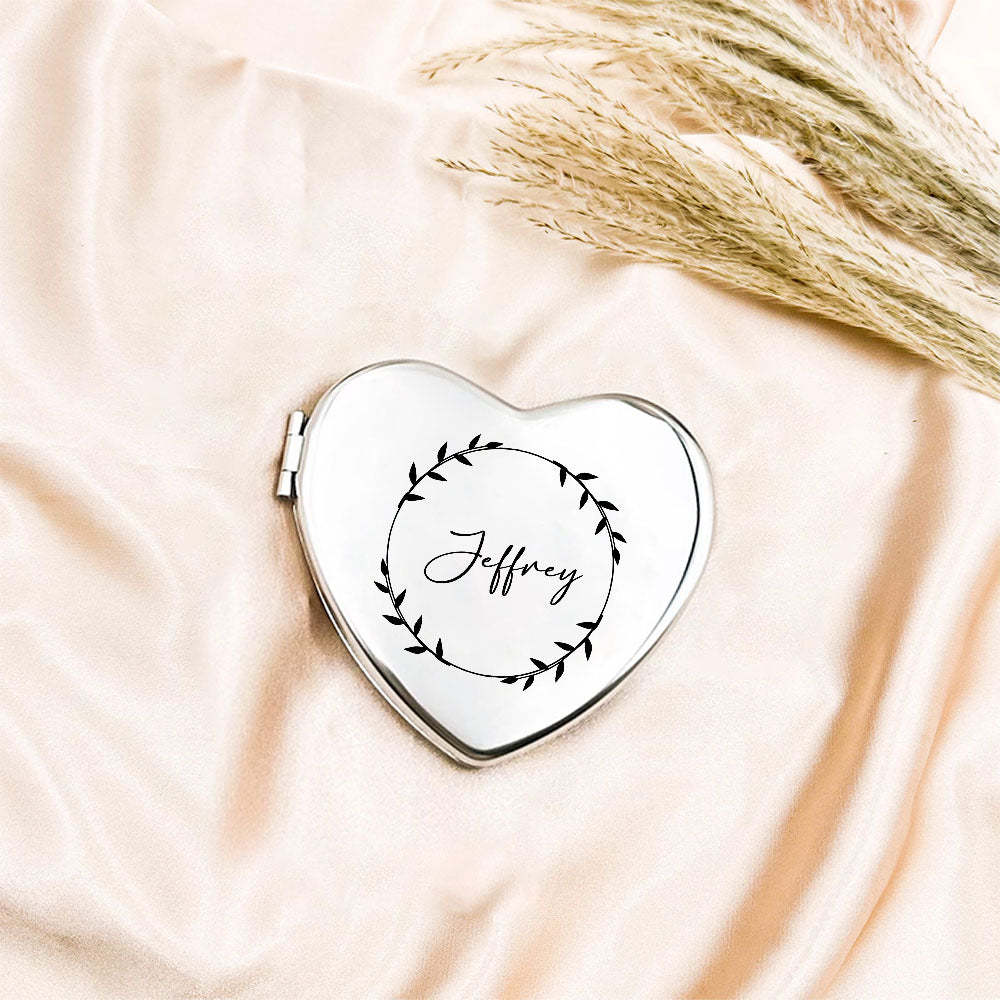 Personalized Engraved Silver Compact Mirror Favor, Custom Engraved Name Pocket Mirror, Gift for Her, Bridesmaid Gifts, Wedding Party Gifts - soufeelmy