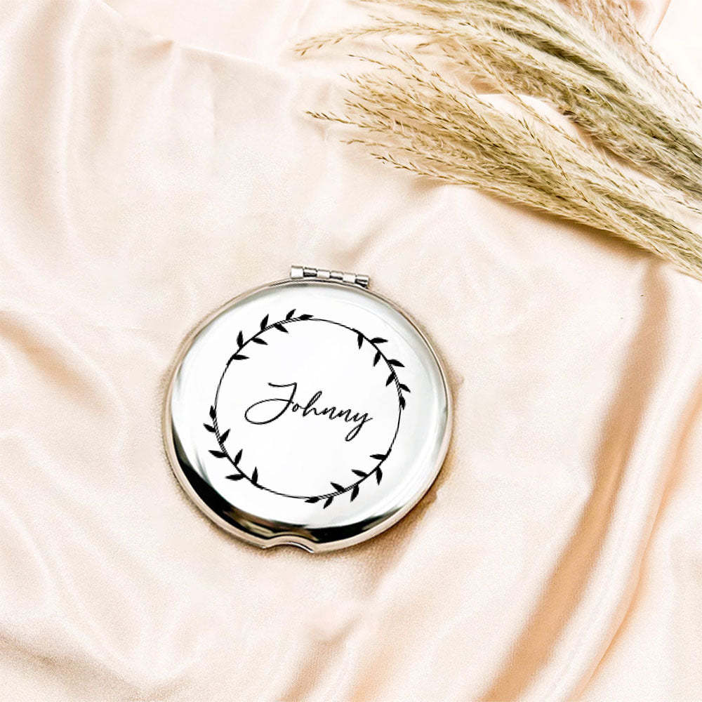 Personalized Engraved Silver Compact Mirror Favor, Custom Engraved Name Pocket Mirror, Gift for Her, Bridesmaid Gifts, Wedding Party Gifts - soufeelmy