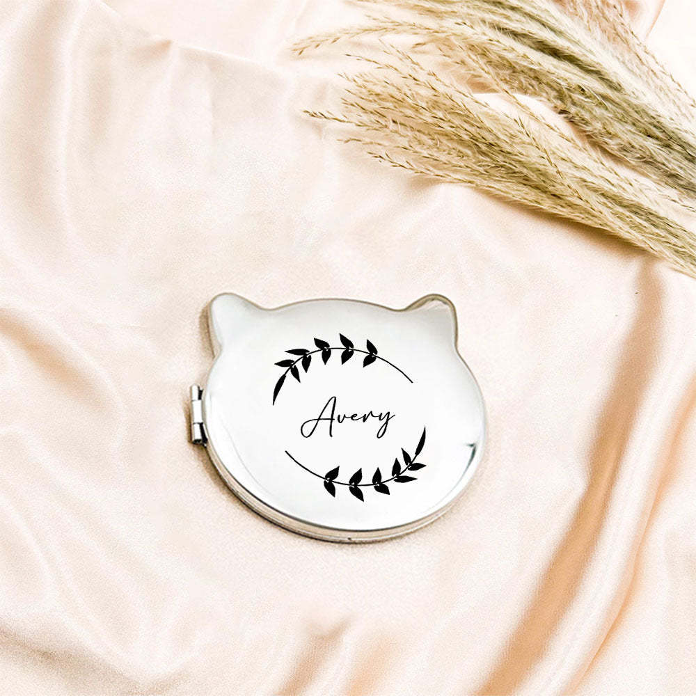 Personalized Engraved Silver Compact Mirror Favor, Custom Engraved Name Pocket Mirror, Gift for Her, Bridesmaid Gifts, Wedding Party Gifts - soufeelmy