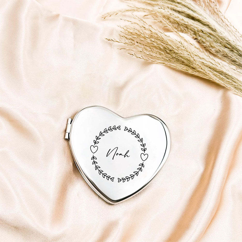 Personalized Engraved Silver Compact Mirror Favor, Custom Engraved Name Pocket Mirror, Gift for Her, Bridesmaid Gifts, Wedding Party Gifts - soufeelmy