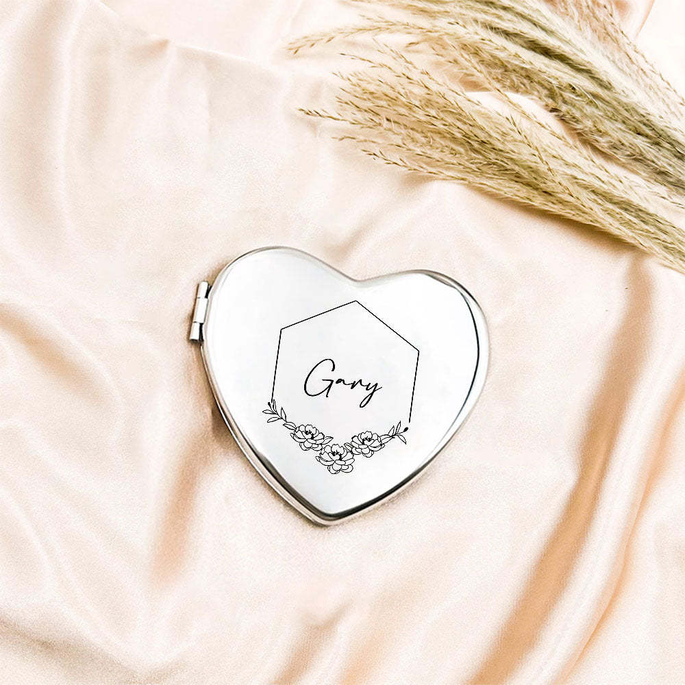 Personalized Engraved Silver Compact Mirror Favor, Custom Engraved Name Pocket Mirror, Gift for Her, Bridesmaid Gifts, Wedding Party Gifts - soufeelmy