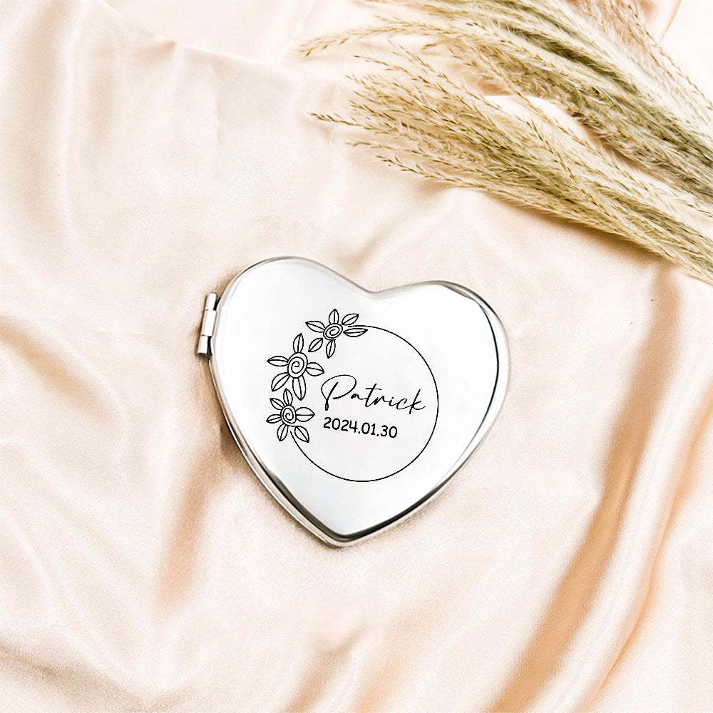 Personalized Engraved Silver Compact Mirror Favor, Custom Engraved Name Pocket Mirror, Gift for Her, Bridesmaid Gifts, Wedding Party Gifts - soufeelmy