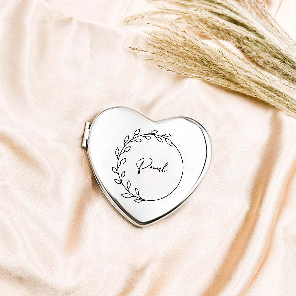 Personalized Engraved Silver Compact Mirror Favor, Custom Engraved Name Pocket Mirror, Gift for Her, Bridesmaid Gifts, Wedding Party Gifts - soufeelmy