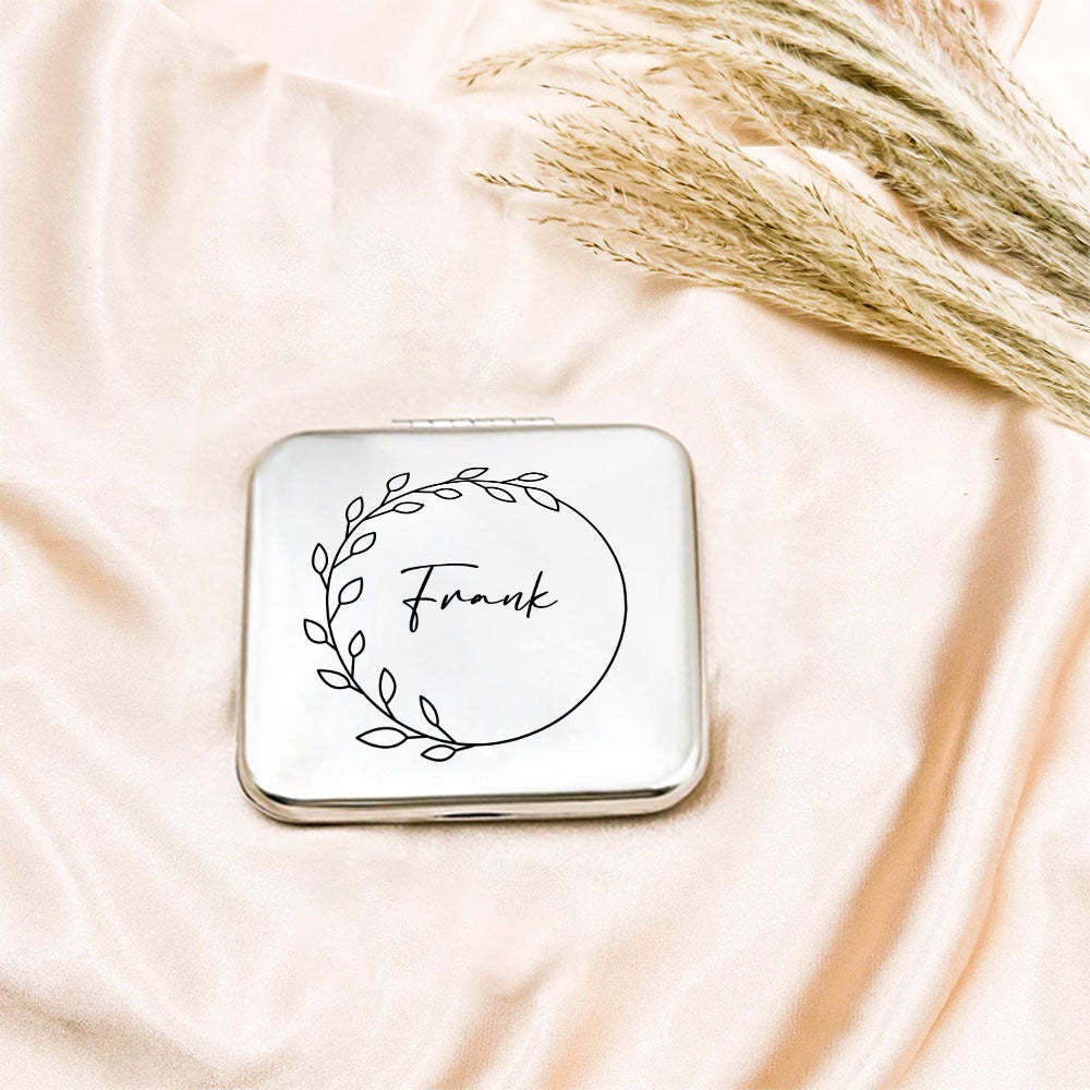 Personalized Engraved Silver Compact Mirror Favor, Custom Engraved Name Pocket Mirror, Gift for Her, Bridesmaid Gifts, Wedding Party Gifts - soufeelmy