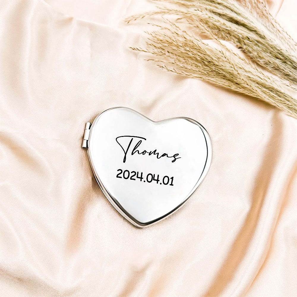 Personalized Engraved Silver Compact Mirror Favor, Custom Engraved Name Pocket Mirror, Gift for Her, Bridesmaid Gifts, Wedding Party Gifts - soufeelmy