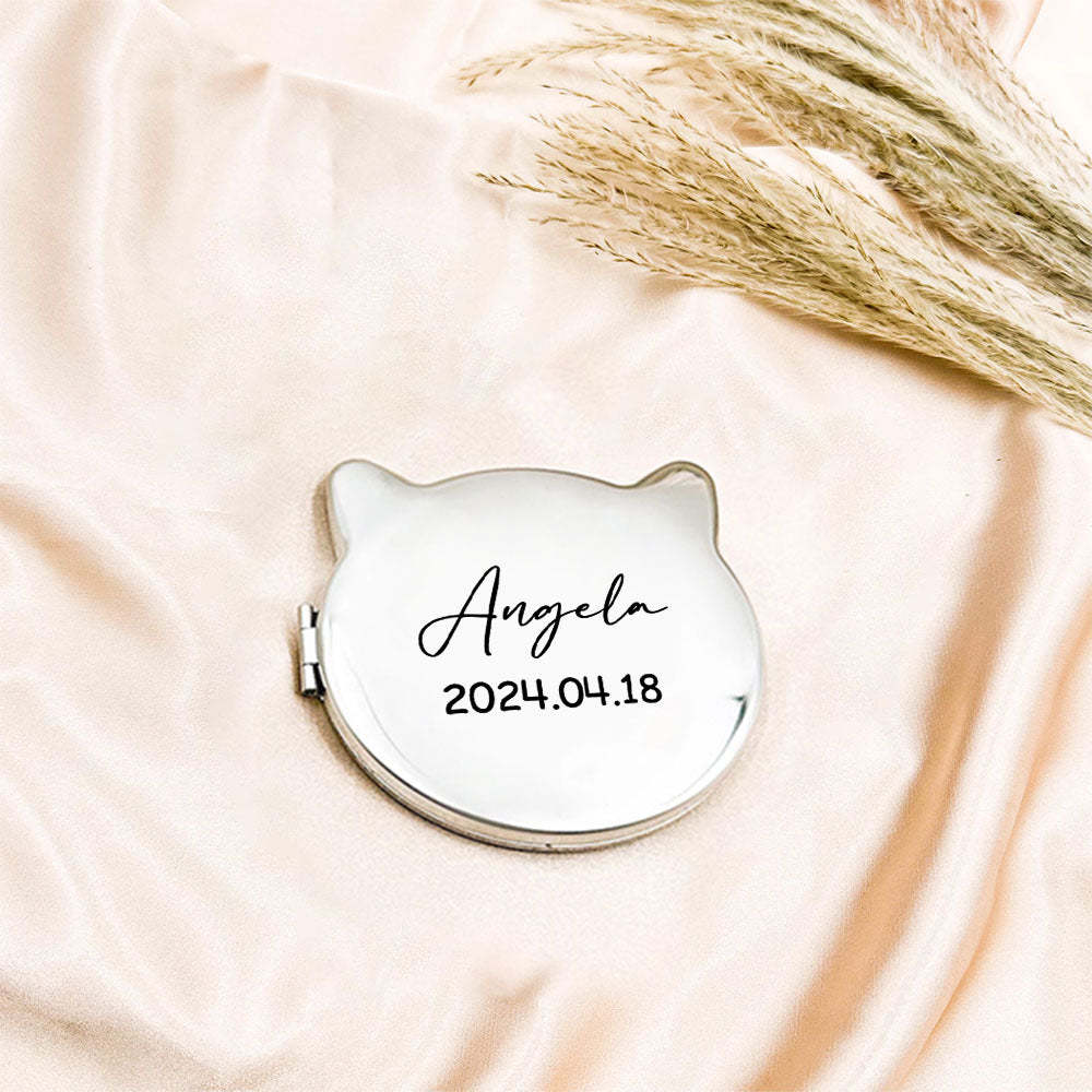 Personalized Engraved Silver Compact Mirror Favor, Custom Engraved Name Pocket Mirror, Gift for Her, Bridesmaid Gifts, Wedding Party Gifts - soufeelmy