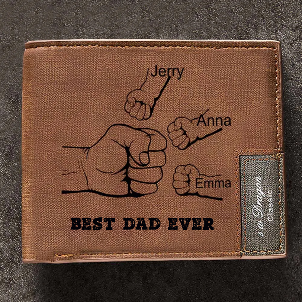 Father's Day Gifts Custom Wallet Personalized Fists Wallet Men's Bifold Wallet for Him