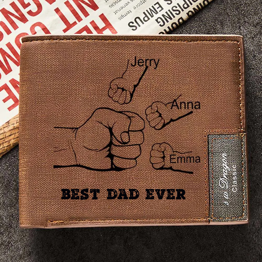 Father's Day Gifts Custom Wallet Personalized Fists Wallet Men's Bifold Wallet for Him