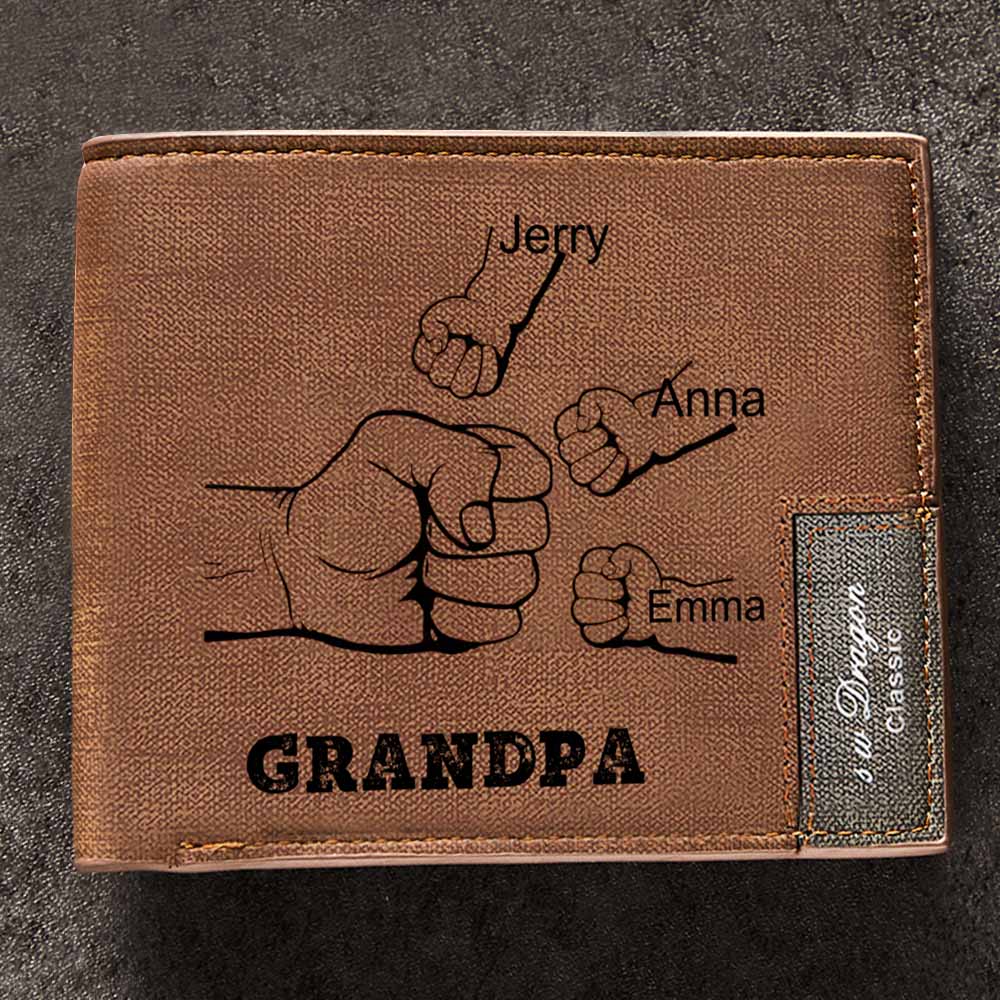 Father's Day Gifts Custom Wallet Personalized Fists Wallet Men's Bifold Wallet for Him - soufeelmy