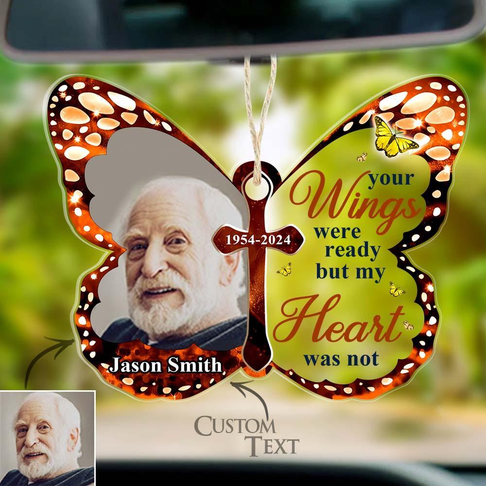 Custom Photo Car Hanging Ornament Your Wings Were Ready Memorial Acrylic Custom Shaped Sympathy Gift For Family Members - soufeelmy