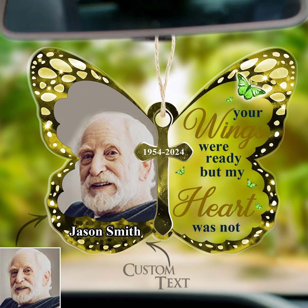 Custom Photo Car Hanging Ornament Your Wings Were Ready Memorial Acrylic Custom Shaped Sympathy Gift For Family Members - soufeelmy