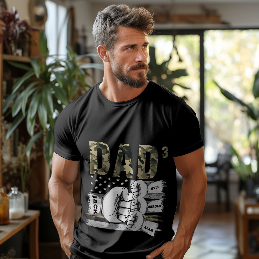 Personalized Men's Shirts Dad Of 3 Name T-shirts Best Gift for Father's Day - soufeelmy