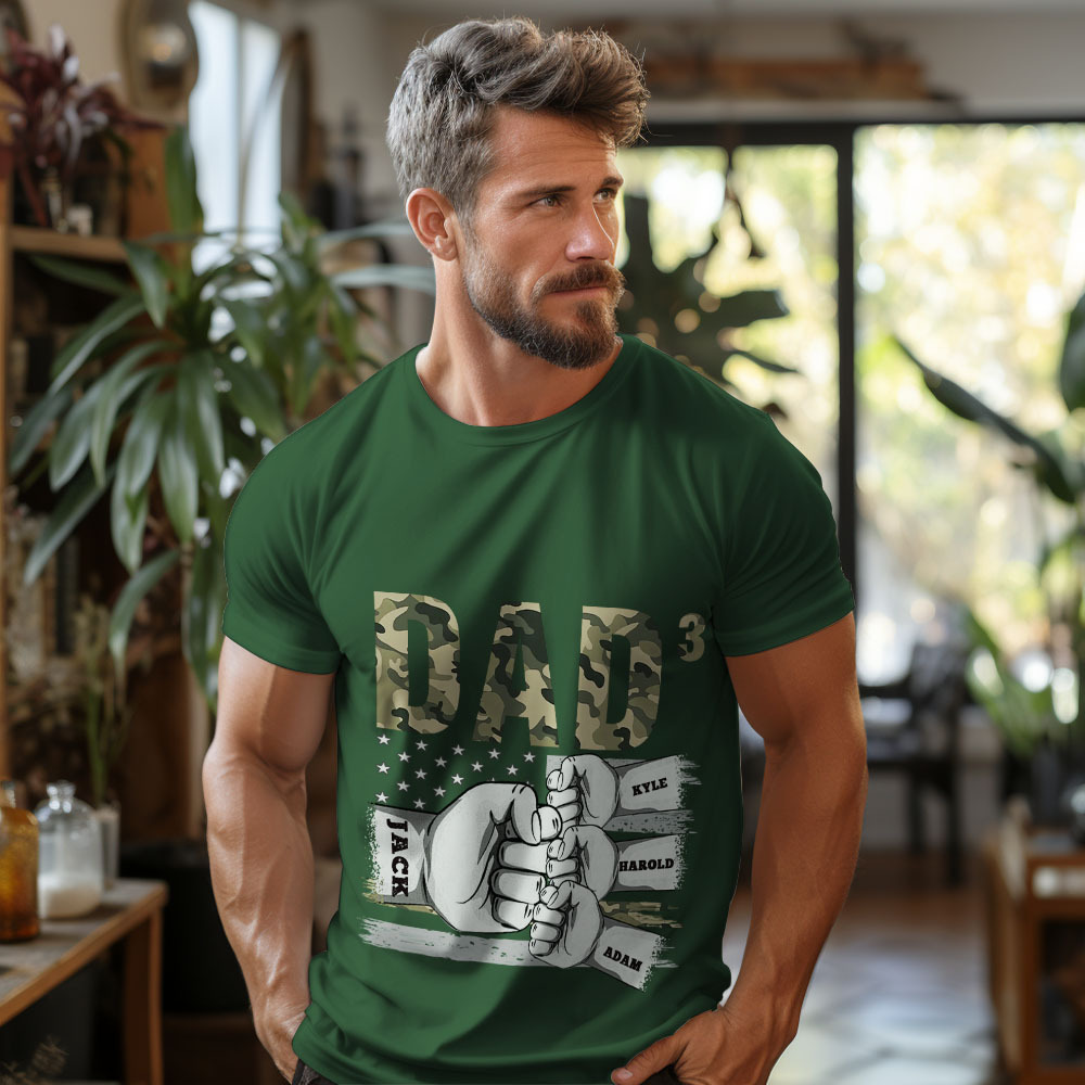 Personalized Men's Shirts Dad Of 3 Name T-shirts Best Gift for Father's Day - soufeelmy