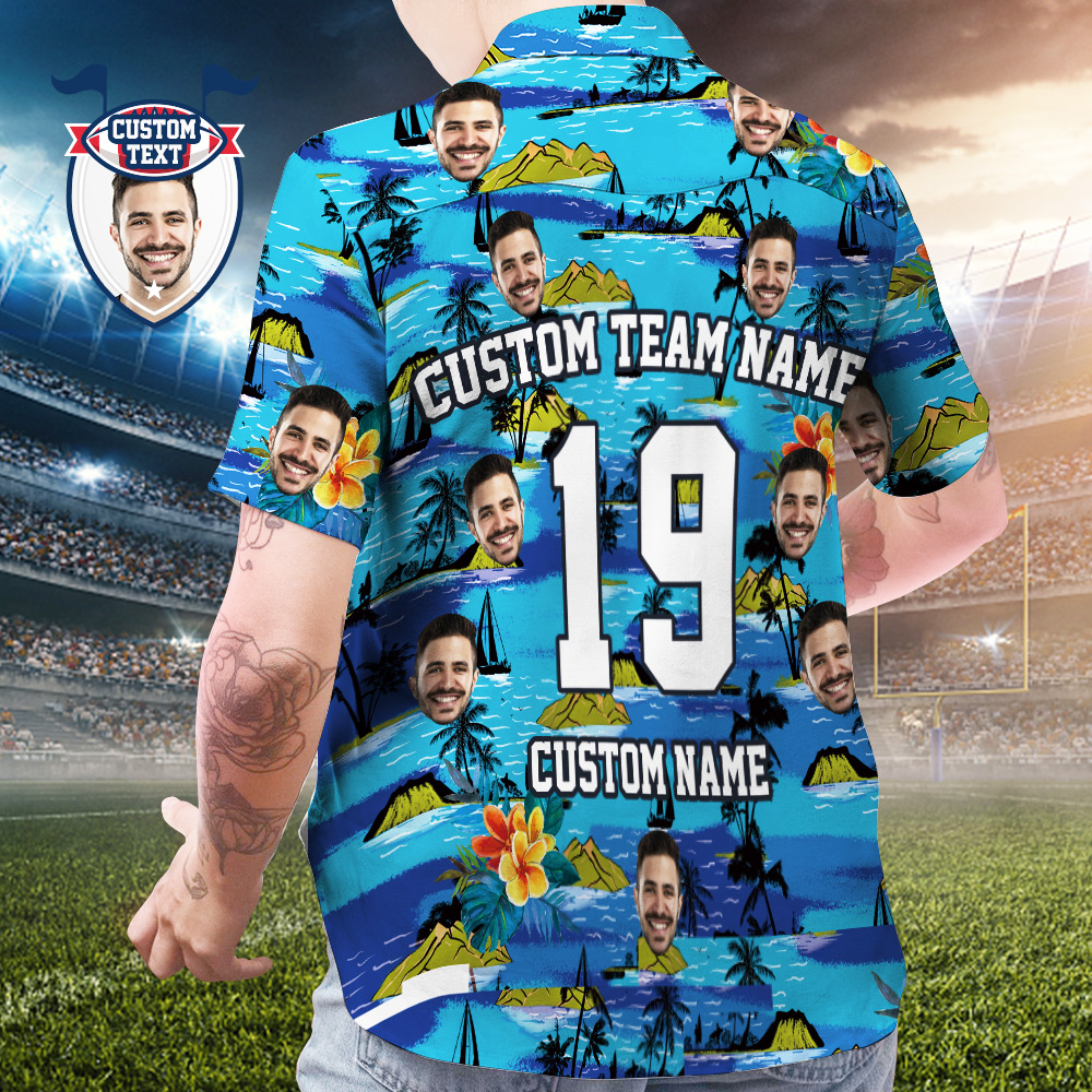 Custom Printed Hawaiian Shirt for Fans Personalized Face and Text Hawaiian Shirt Gift for fans - Mountains Design