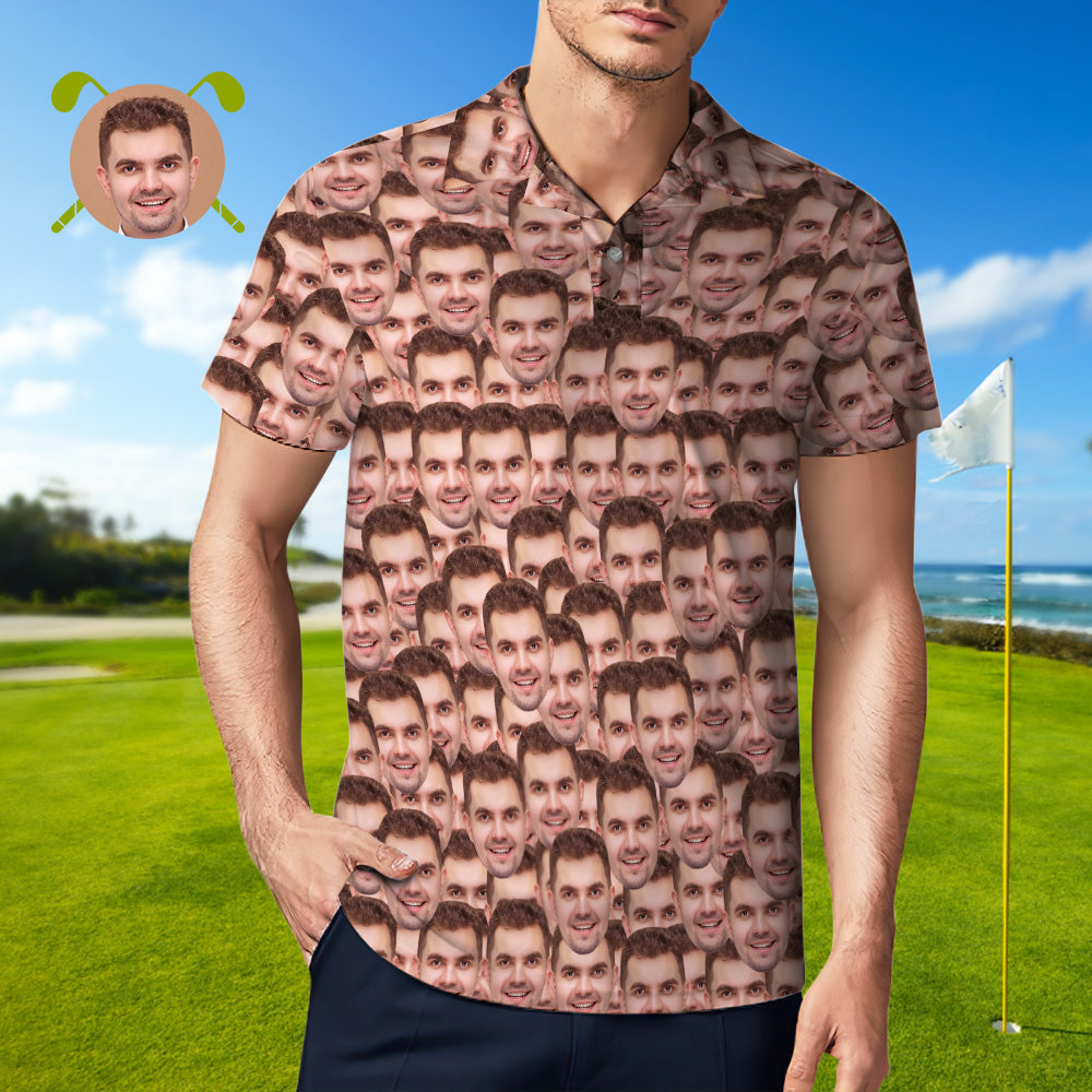 Men's Custom Face POLO Shirt Personalized Golf Shirts For Him Face Mash - MyHawaiianShirts