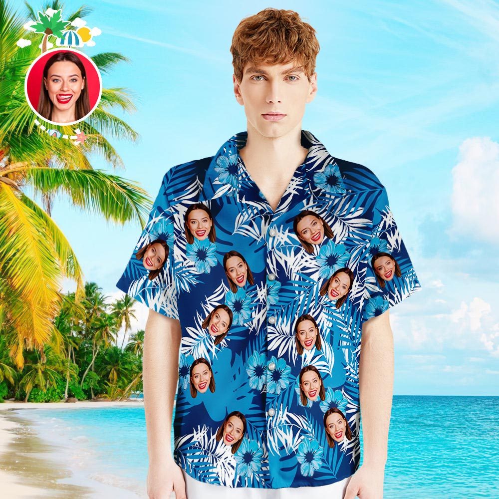 Custom Hawaiian Shirts Flowers and Leaves Design Personalized Aloha Beach Shirt For Men