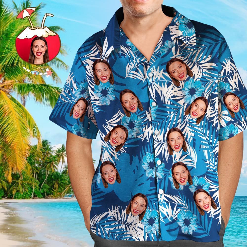 Custom Hawaiian Shirts Flowers and Leaves Design Personalized Aloha Beach Shirt For Men