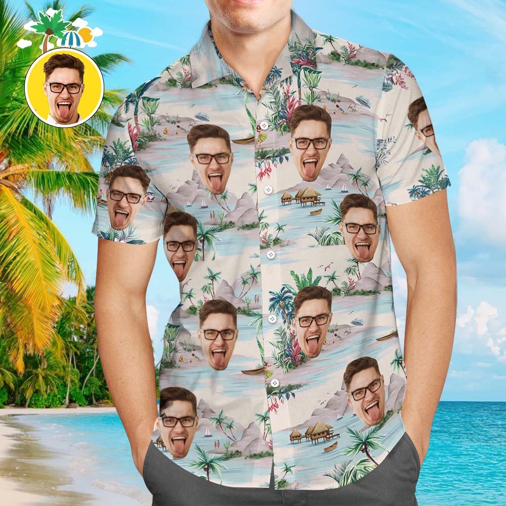 Custom Hawaiian Shirts Mountains and Rivers Aloha Beach Shirt For Men