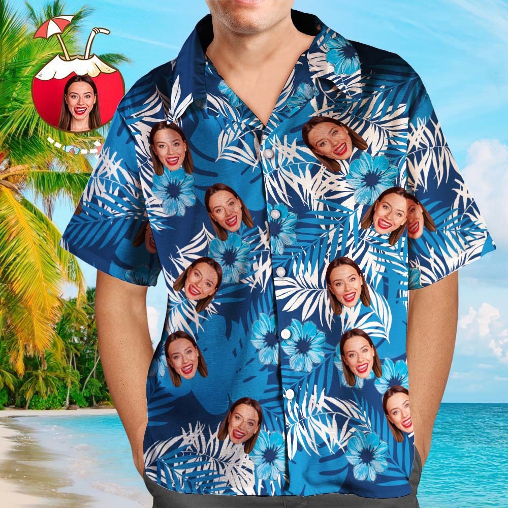 Custom Hawaiian Shirts Flowers and Leaves Design Personalized Aloha Beach Shirt For Men