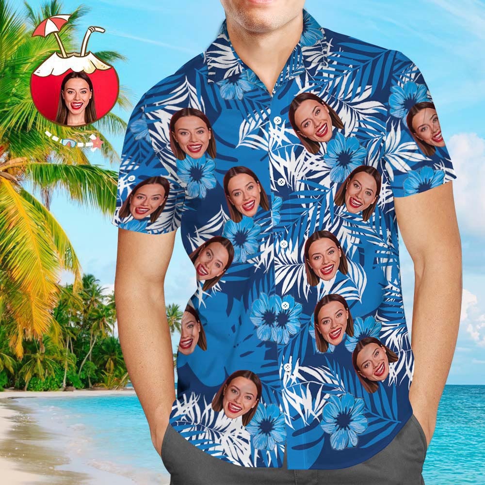 Custom Hawaiian Shirts Flowers and Leaves Design Personalized Aloha Beach Shirt For Men