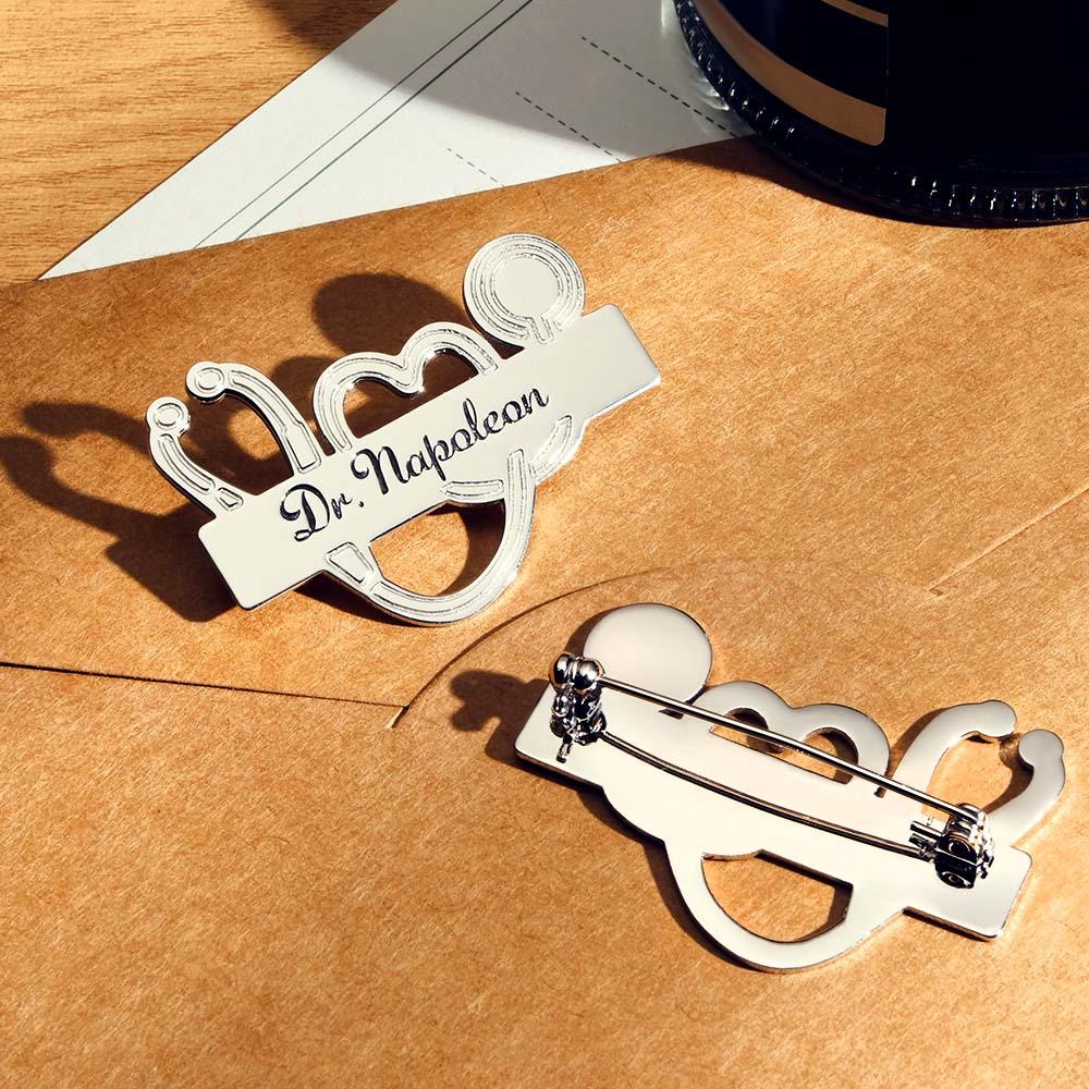 Custom Engraved Stethoscope Shaped Brooch Personalized Gifts for Doctors and Nurses - soufeelmy
