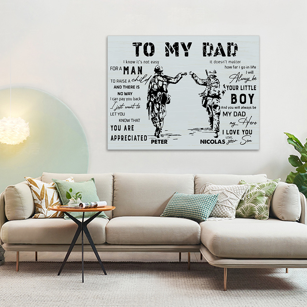 Custom Soldier Photo Painting Text Army Style Wall To My Dad Decoration For Dad - soufeelmy