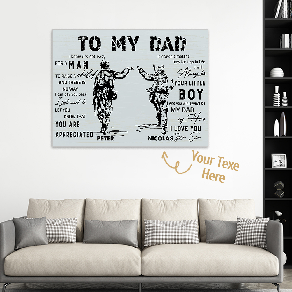 Custom Soldier Photo Painting Text Army Style Wall To My Dad Decoration For Dad - soufeelmy
