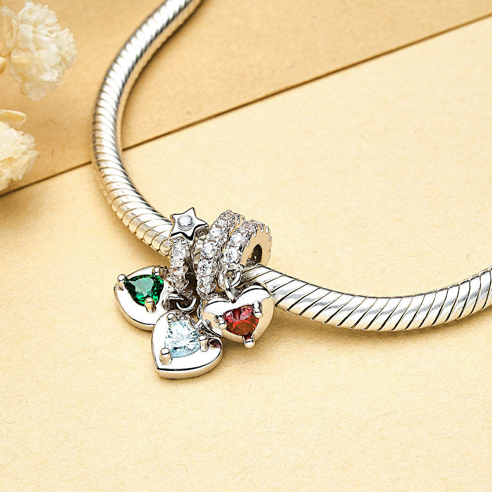 Custom Birthstone with Personalized Names Charm Heart Wings Gifts for Mom - soufeelmy