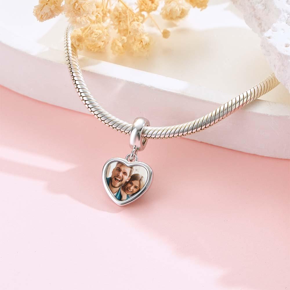 Custom Photo Engravable Name Heart Pendant Dangle Charm - soufeelmy