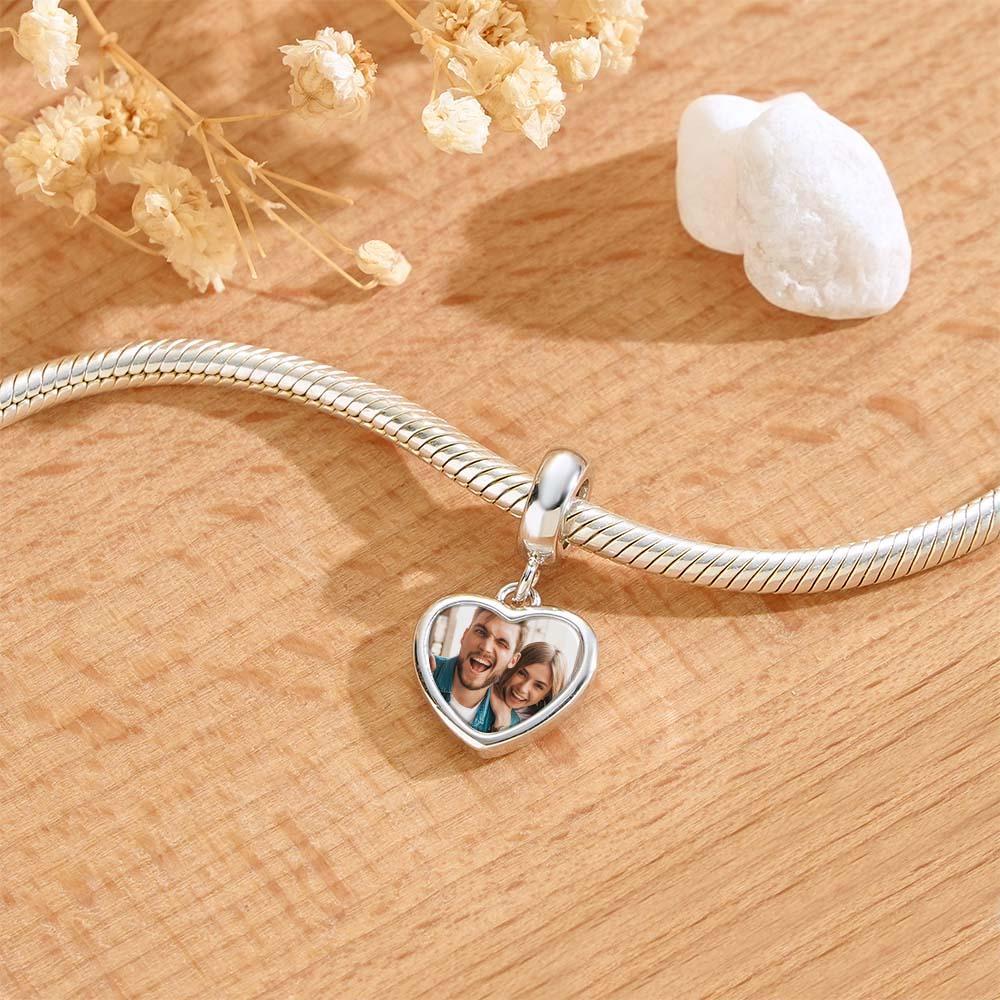 Custom Photo Engravable Name Heart Pendant Dangle Charm - soufeelmy