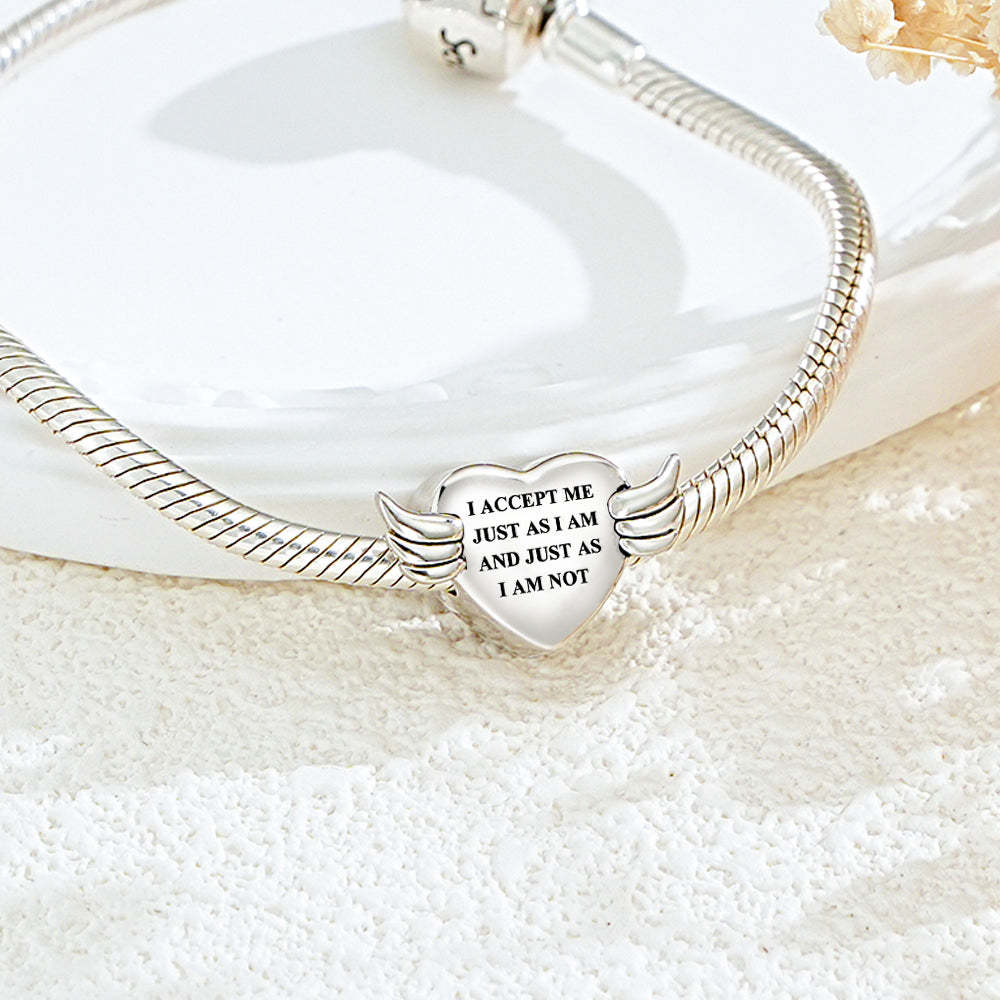 Custom Photo Charm Angel Opened Wings Heart - soufeelmy