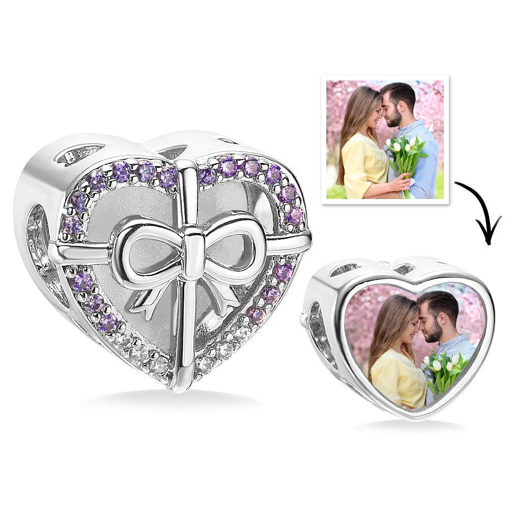 Custom Photo Charm Heart Bow Tie Gifts for Her - soufeelmy