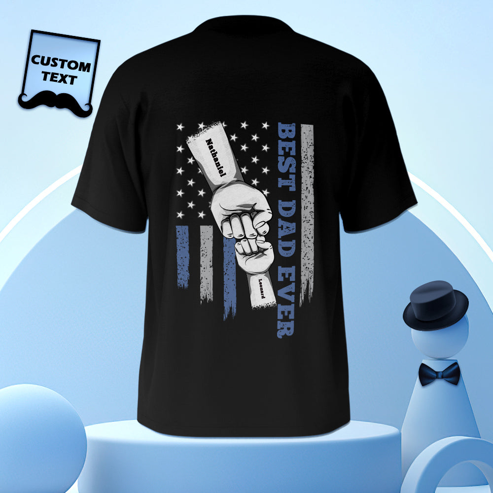 Personalized Fist Bump T-Shirt Custom Engraved Back Printed T-Shirt Father's Day Gift - soufeelmy