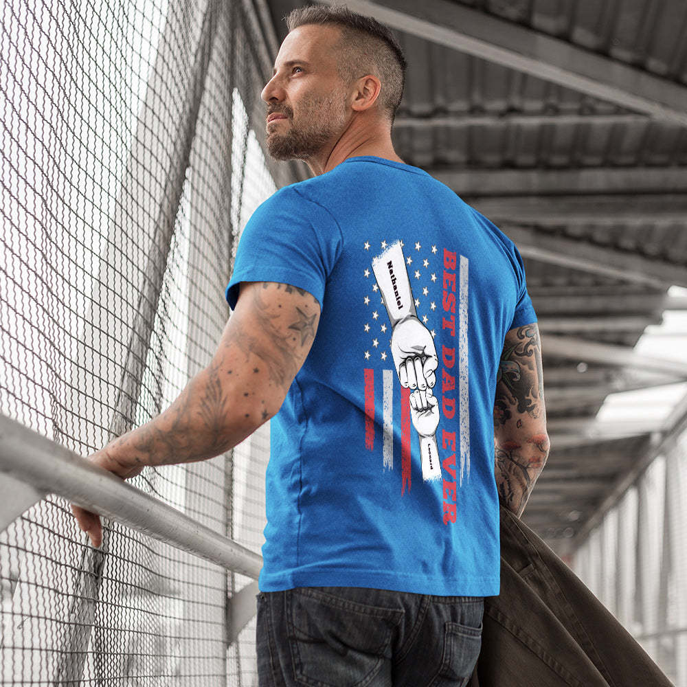 Personalized Fist Bump T-Shirt Custom Engraved Back Printed T-Shirt Father's Day Gift - soufeelmy