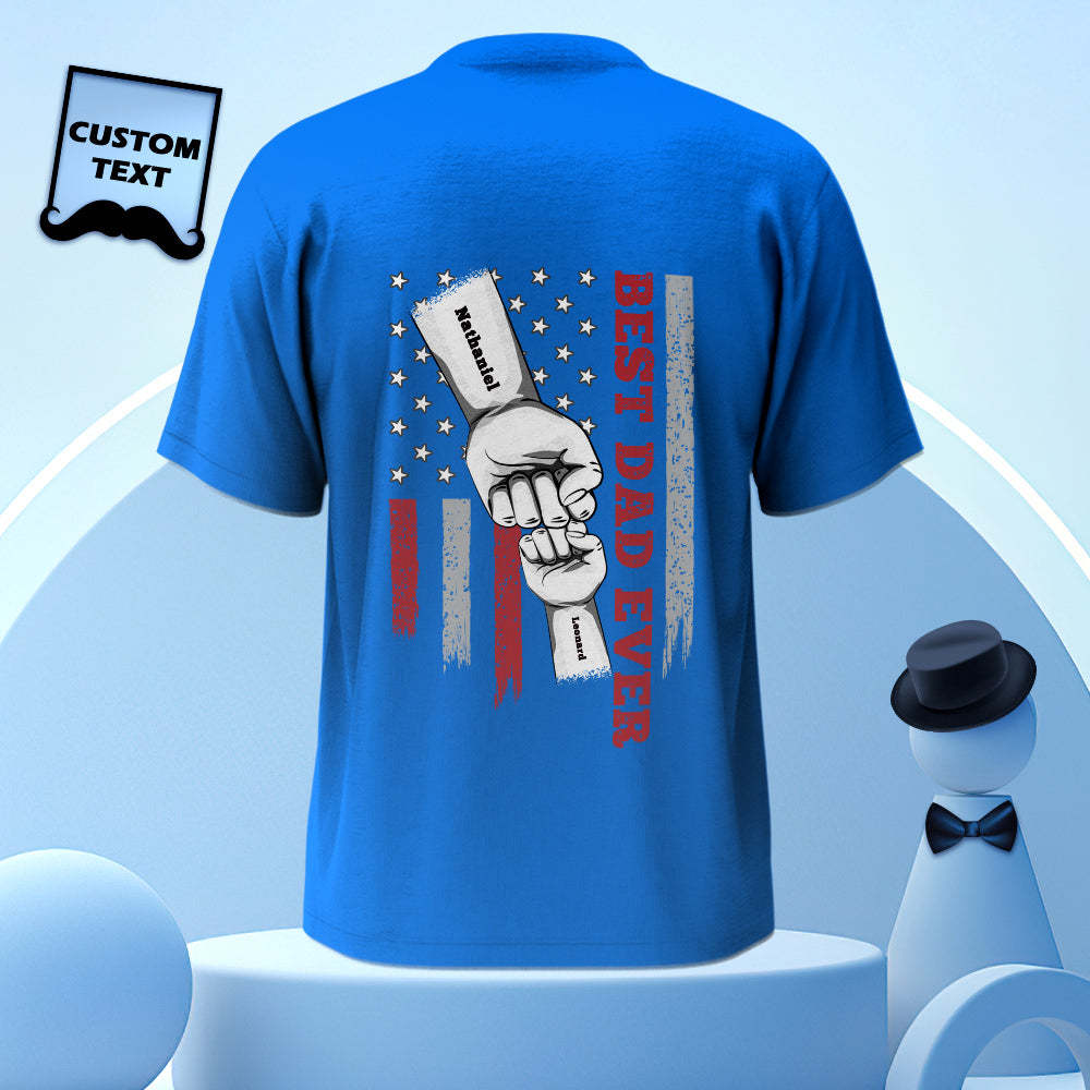 Personalized Fist Bump T-Shirt Custom Engraved Back Printed T-Shirt Father's Day Gift - soufeelmy