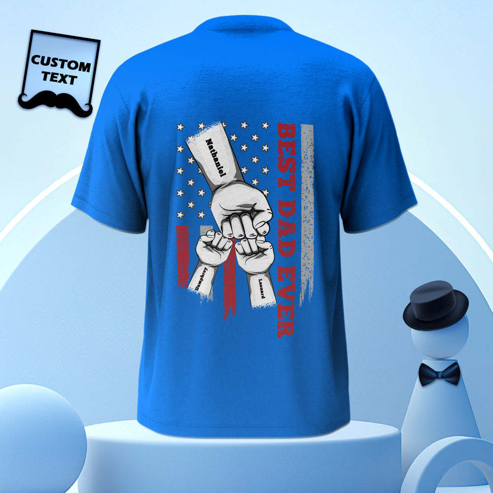 Personalized Fist Bump T-Shirt Custom Engraved Back Printed T-Shirt Father's Day Gift - soufeelmy