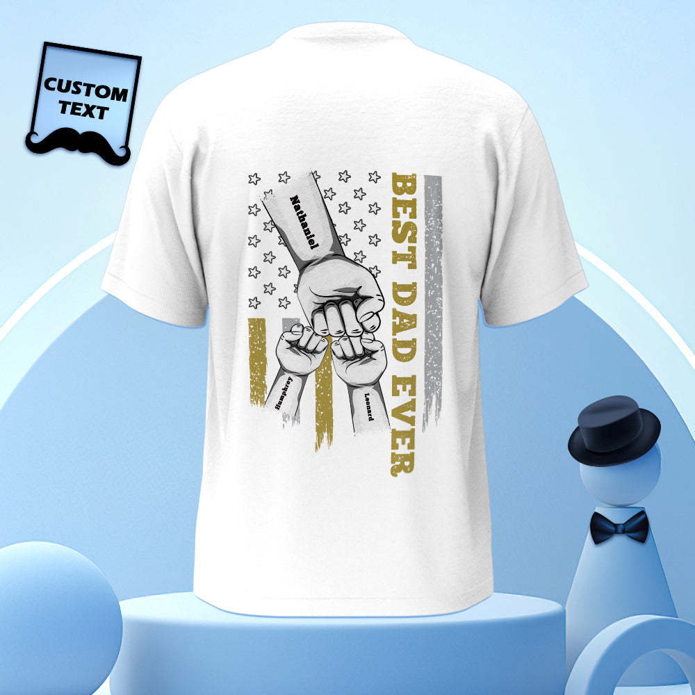 Personalized Fist Bump T-Shirt Custom Engraved Back Printed T-Shirt Father's Day Gift - soufeelmy