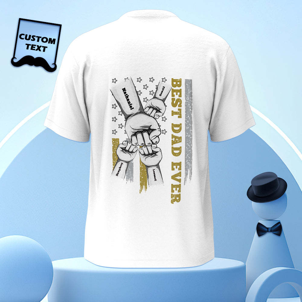 Personalized Fist Bump T-Shirt Custom Engraved Back Printed T-Shirt Father's Day Gift - soufeelmy