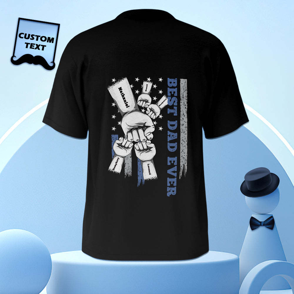Personalized Fist Bump T-Shirt Custom Engraved Back Printed T-Shirt Father's Day Gift - soufeelmy